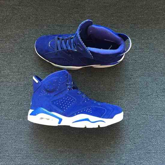 Air Jordan 6 Retro Blue Deer Skin Men Shoes